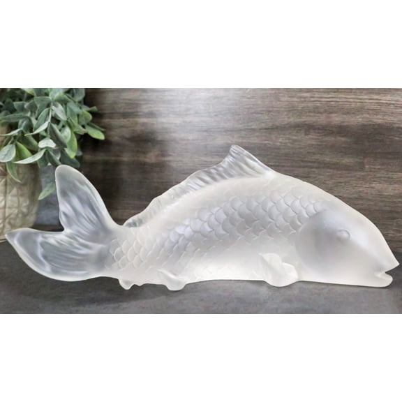 Feng Shui Auspicious Romantic Love Pond Koi Fish Frosted Acrylic Figurine