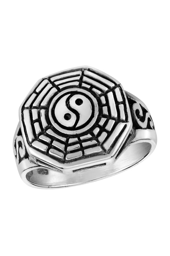 Feng Shui Bagua and Yin-Yang Powerful Symbol Sterling Silver Ring-9