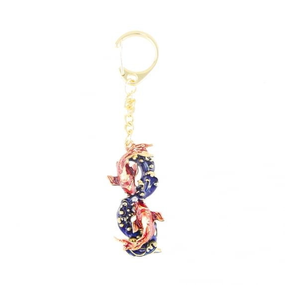 Feng Shui Bejeweled Pair of Carps Amulet Keychain