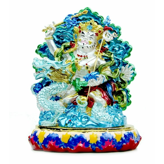 Feng Shui Bejeweled White Dzambhala on Dragon