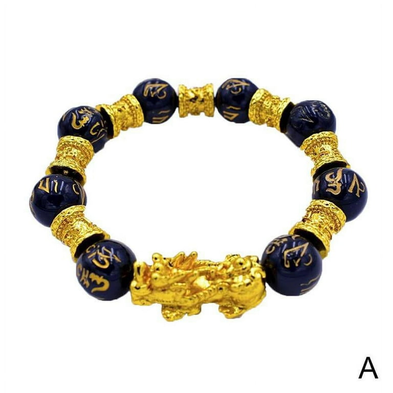 Feng Shui Black Obsidian Alloy Wealth Bracelet Quality Z2Q2
