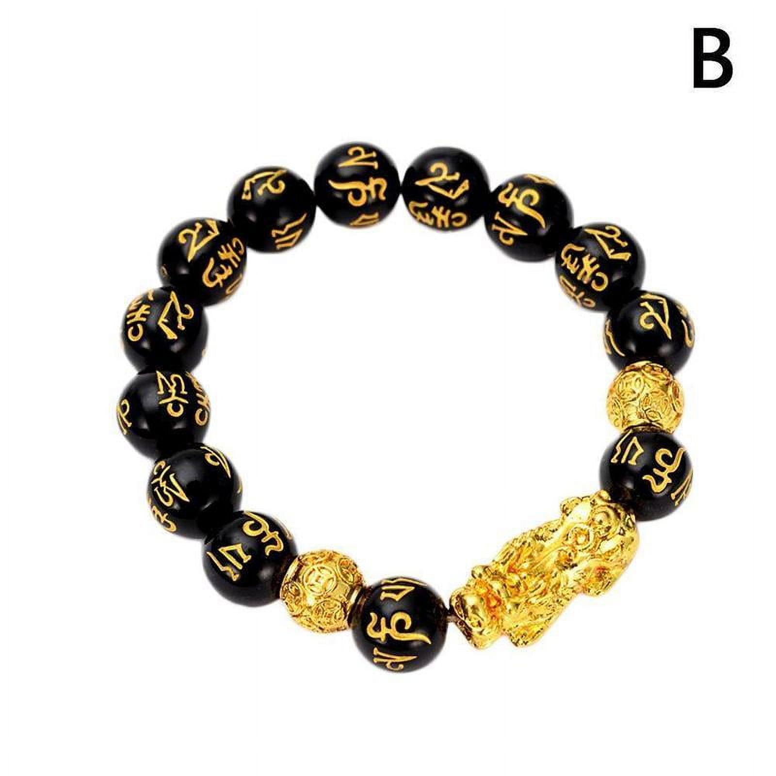 KIPPI Feng Shui Black Obsidian Beads Bracelet Attract Wealth Luck Bangle Good O9Y7