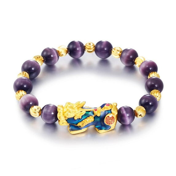 Feng Shui Black Obsidian Beads Bracelet Attract Wealth Moneys Luck Goods K6B2