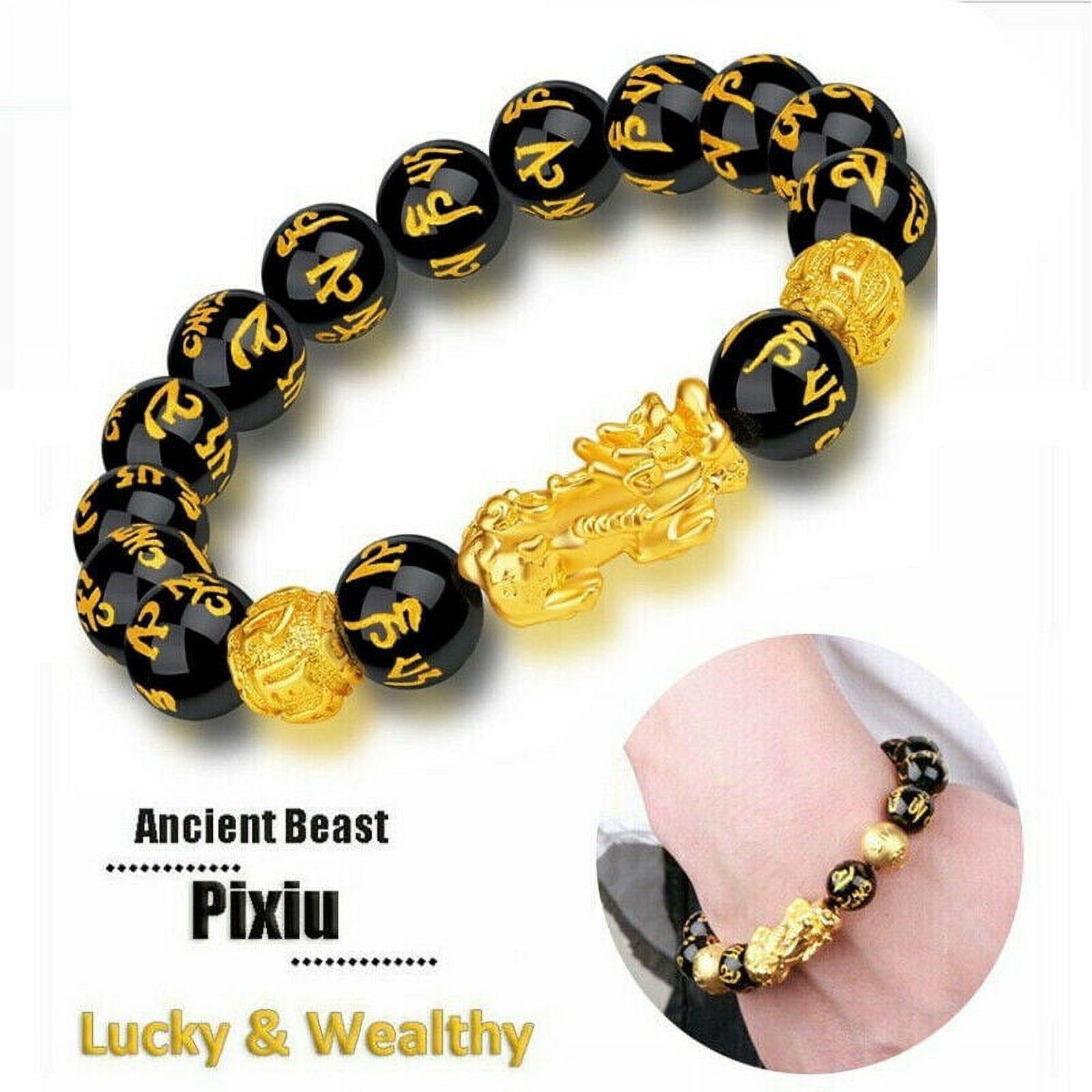 Feng Shui Fortune Bracelet Black Obsidian PiXu Wealth Bracelet for Women  Men - Walmart.com