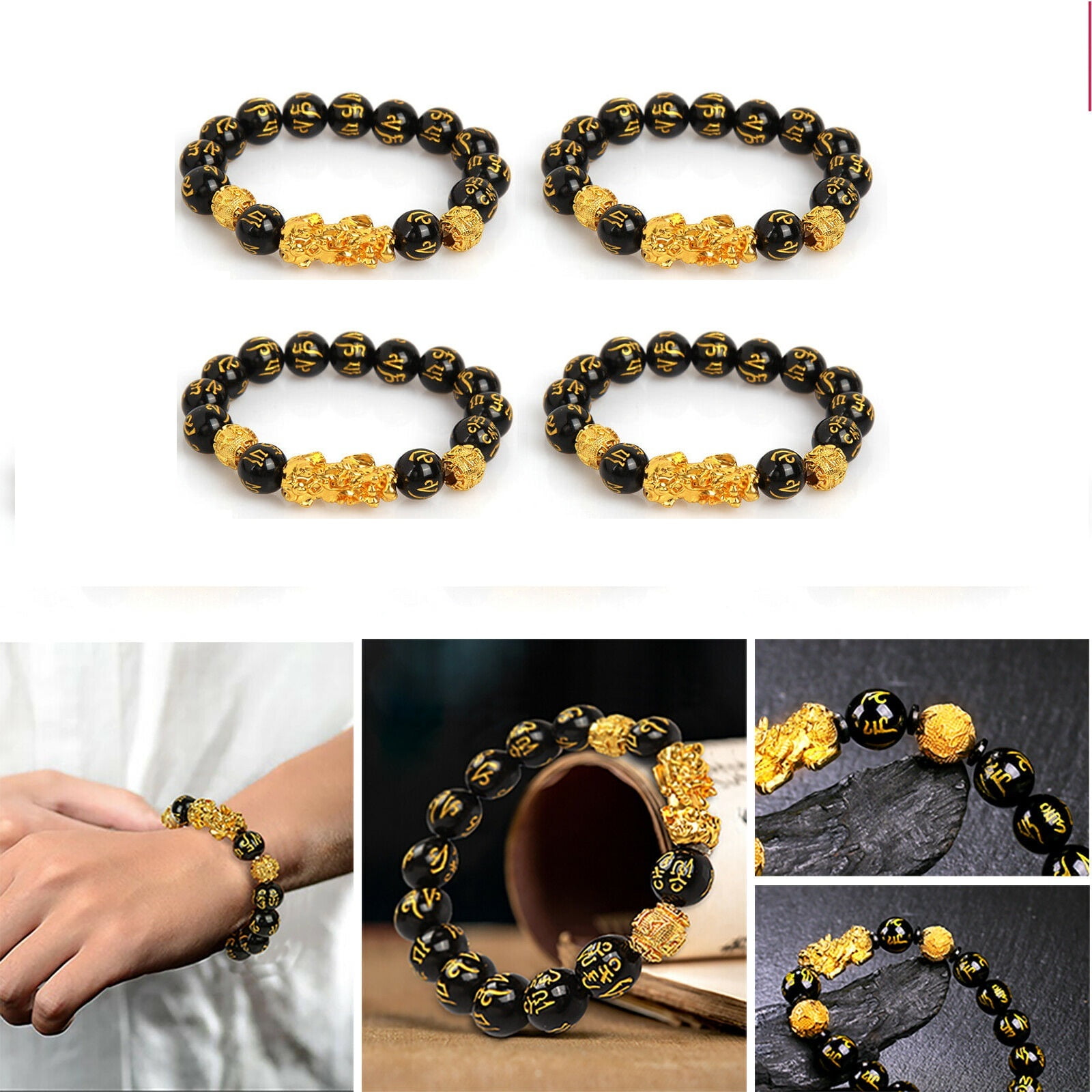 Buy WAINIS Feng Shui Pi Xiu Pi Yao Bracelet Necklace Set Black Obsidian  Wealth Jewelry for Men Women Chinese Dragon Good Luck Necklace Hand Carved  Mantra Bead Bracelet Online at desertcartINDIA