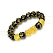 LIYAPEI Feng Shui Black Obsidian Wealth Bracelet，Feng Shui Bracelet for Men/Women with Sagin Pixiu Character for Protection Can Bring Luck and Prosperity，Suitable for Any Occasion,Unisex