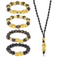 thumbnail image 1 of Feng Shui Bracelet Adjustable Feng Shui Lucky Nafu Wealth Necklaces Black Bead Bracelet with Hand Carved Amulet Bead Feng Shui Bracelet Necklace Set for Women Men Wealth, 1 of 7