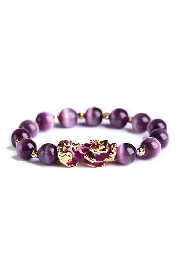 Feng Shui Bracelet Chakra Healing Amethyst, Citrine Golden Charm Pi With