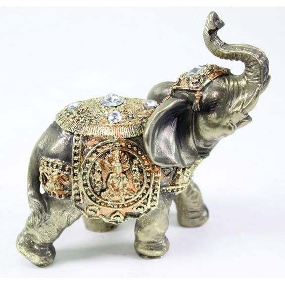 Feng Shui Bronze Elephant Trunk Statue Wealth Lucky Figurine Gift Home Decor G16559