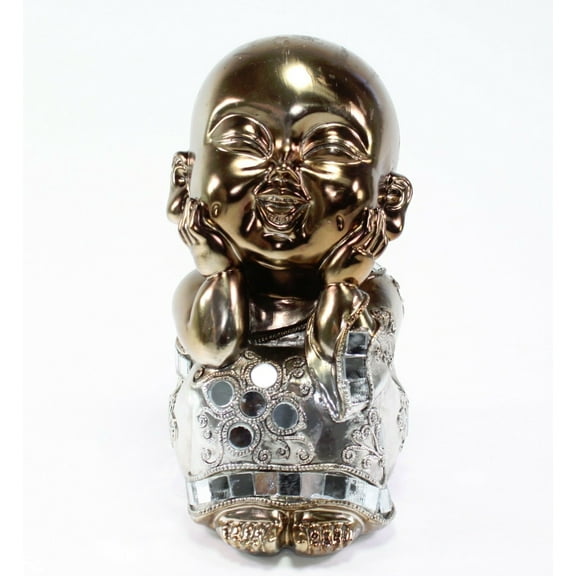 Feng Shui Bronze Happy Face Buddha Monk Electroplated Kasaya Home Decor Statues G16506