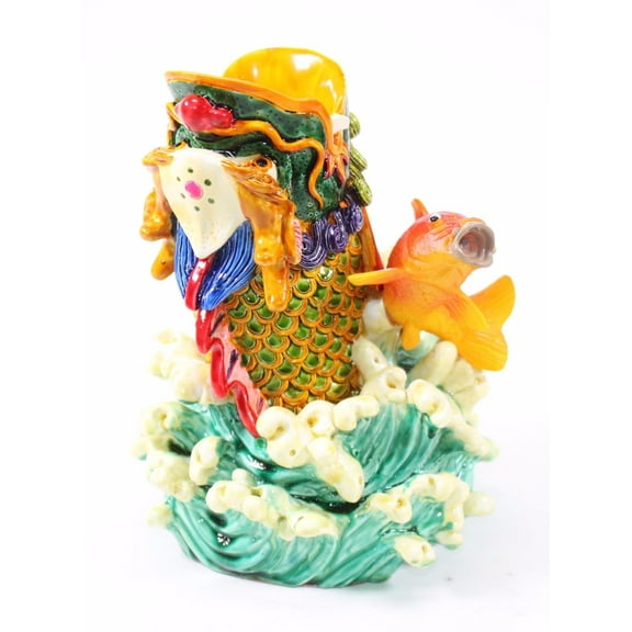 Feng Shui Carp & Dragon Pen Holder Figurine Statue Courage Achievement Success Home Decor Gift