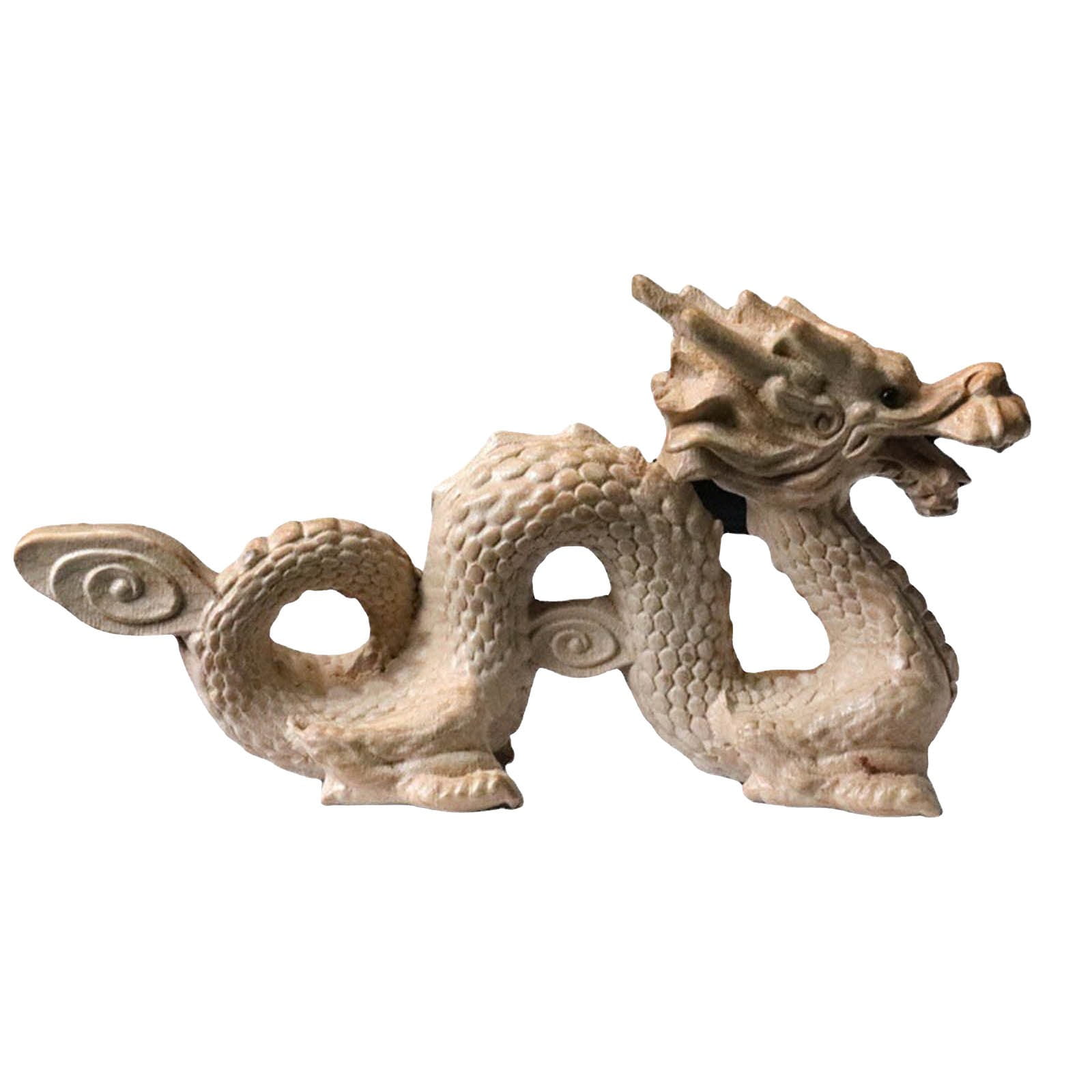 Feng Shui Carved Natural Wood Dragon Statue Sculpture Animal Figurine 