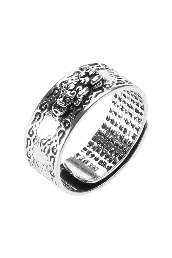 Feng Shui Charms Amulet Wealth Carving Scripture Adjustable Rings Buddhist Jewelry for Women Men Gift