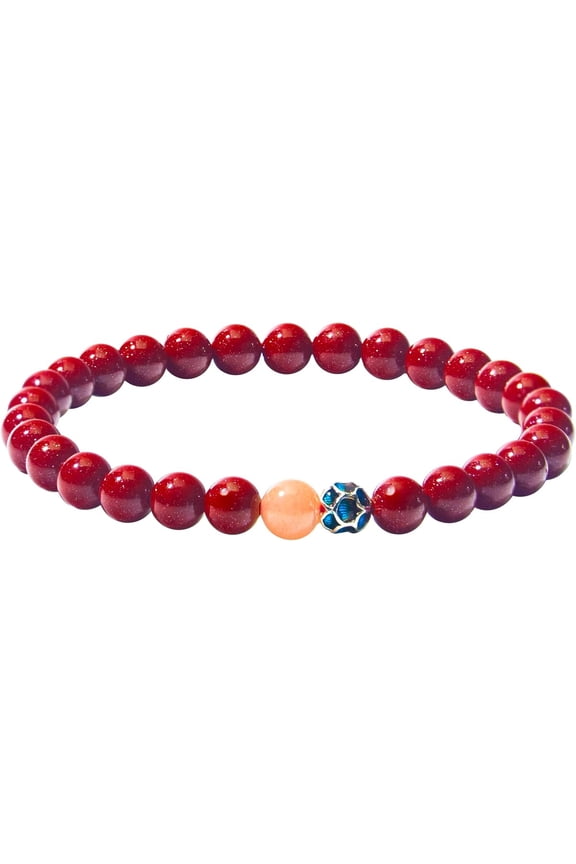 Feng Shui Cinnabar Bracelet for Women – Lotus-Inspired Mystical Oriental Design, Red Jade Beads Handmade with Enamel Decor, Good Luck & Protection Jewelry for Healing Meditation