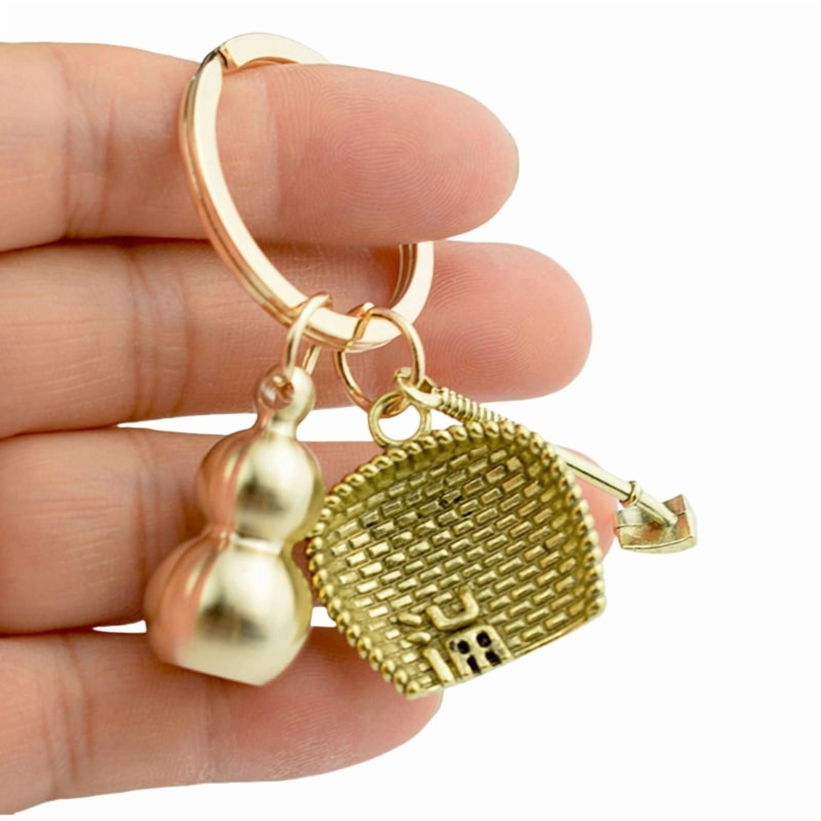 Feng Shui Copper Gourd Keychain Traditional Brass Gourd Keychain With ...