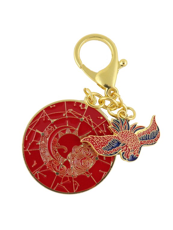 Feng Shui Crimson Phoenix Lunar Mansions Harmonizing Amulet Keychain