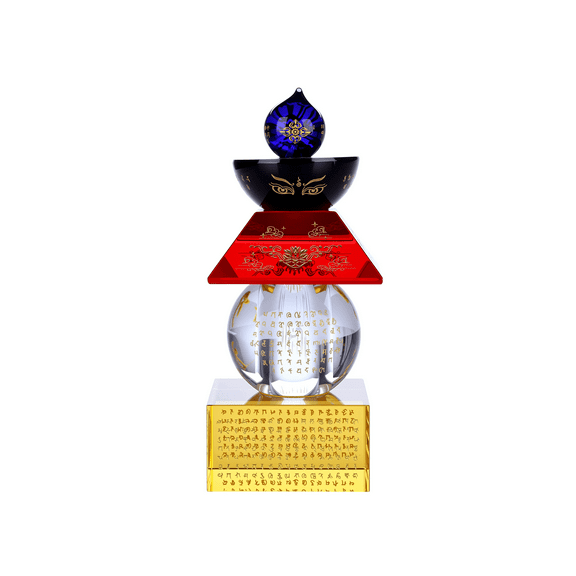 I-MART Feng Shui Decor Crystal 5 Color 5 Element Pagoda 5.5 Inch Tower Ornament for Home Office Protection Harmony Wealth and Wisdom, Inspired Crystal Sculpture for Positive Energy and Prosperity