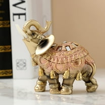 Feng Shui Elephant Statue - Golden Collectible Wealth Lucky Elephant Figurine - Large 11.5*6*11.5cm