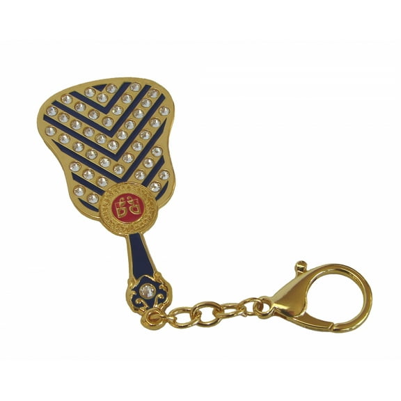 Feng Shui Empower Mirror Fan Amulet Keychain for Power and Influence