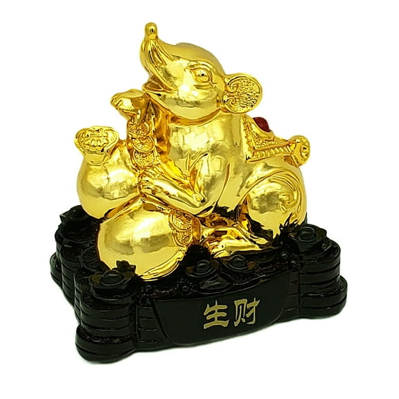 Feng Shui Gold Chinese 2020 Zodiac Statue Figurine Home Office Decoration