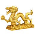 thumbnail image 1 of Feng Shui Gold Dragon Chinese Statue Figurine Housewarming Congratulatory Paperweights Gift Tabletop Decor Collection , L L, 1 of 9