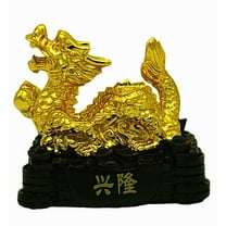 Feng Shui Golden Chinese Year of 2024 Zodiac Dragon Statue Figurine Home Office Decoration Gift