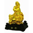 thumbnail image 1 of Feng Shui Golden Chinese Zodiac Rabbit Statue Figurine Home Office Decoration, 1 of 2