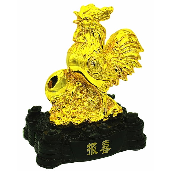 Feng Shui Golden Chinese Zodiac Rooster Statue Figurine Home Office Decoration for Good Luck