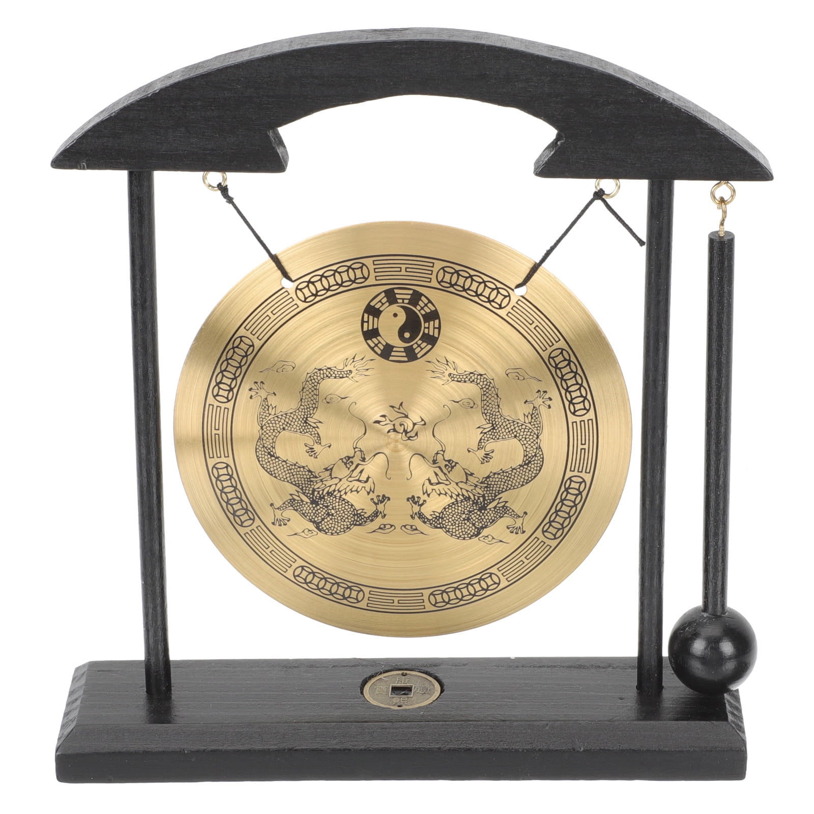 Feng Shui Gong Brass Desktop Gong Zen Dragon Symbol Meditation Desk ...