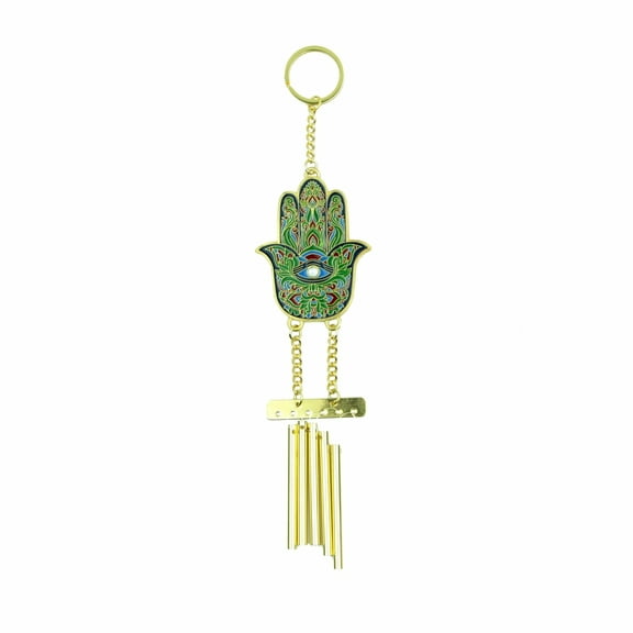 Feng Shui Hamsa Hand 5-Rod Buddha Palm Windchime