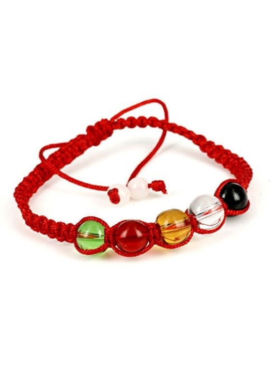 Feng Shui Handmade Red String Adjustable Bracelet- 5 Elements - promotes balance in life