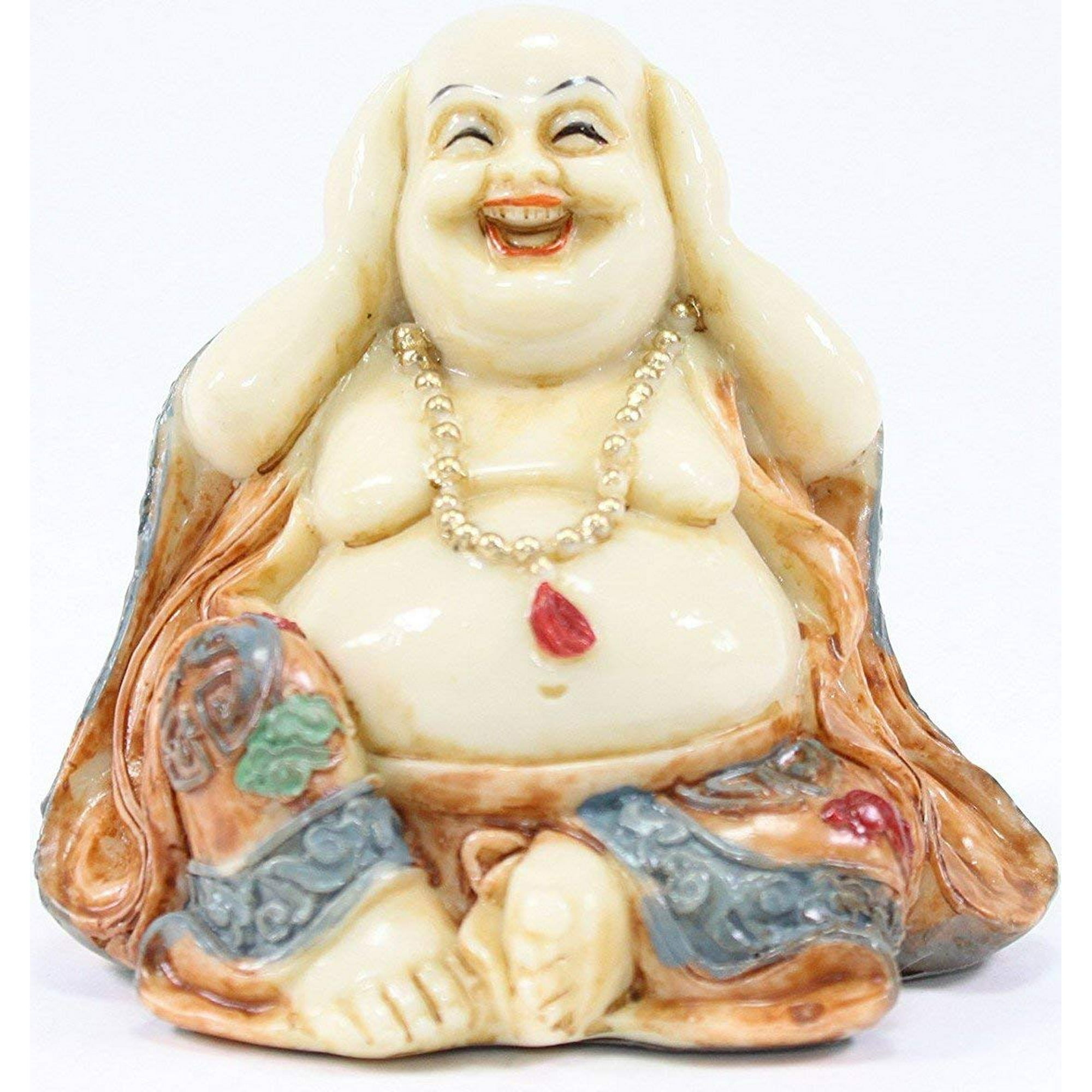 Feng Shui Hear No Evil Happy Face Laughing Buddha Figurine Home ...