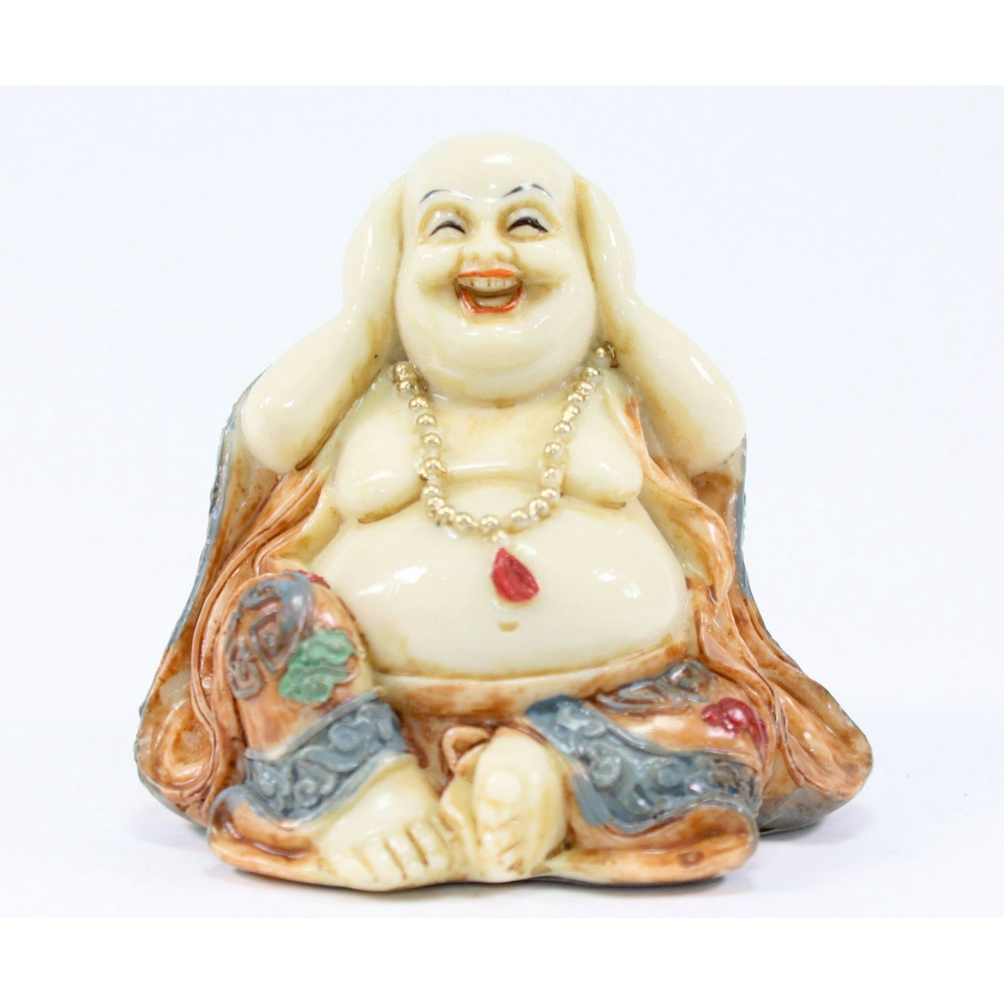 Feng Shui Hear No Evil Happy Face Laughing Buddha Figurine Home ...
