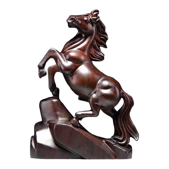 Feng Shui Horse Figurines, 2026 Year of The Horse Statue, Wooden Horses Sculpture with Wealth-Attracting Talisman, Chinese New Year Gift for Home Decor(Black,3.1 Inches)
