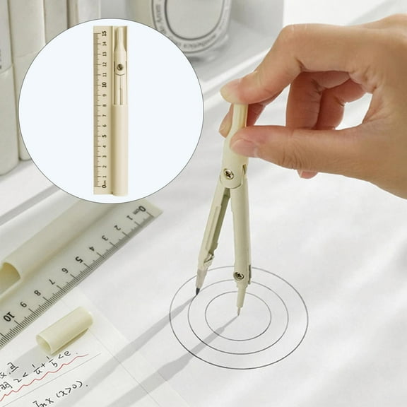 Feng Shui Import 3 in 1 Compass Pen Ruler for Geometry Drawing,Aesthetic Math Geometry Kit with Metal Circle Maker,Multifunctional Student Protractor and Compass Tool