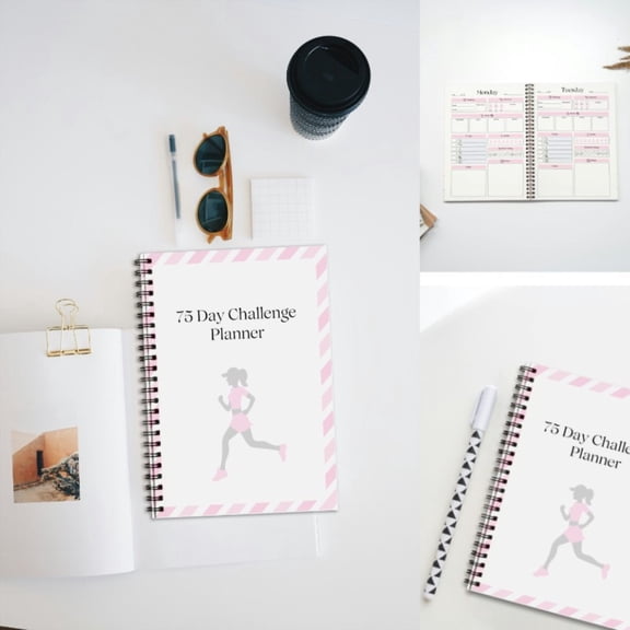 Feng Shui Import 75 Day Journal for Diet Plans and Habit Tracking，Daily Challenge Planner with Checklists for Beginners，Weight Sleep and Meal Paper Notebook for Fitness
