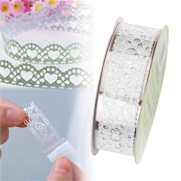 Feng Shui Import Decorative Lace Flower Masking Tape for Scrapbooking,Glitter Washi Tape for Card Making Crafts,Self Adhesive Colorful Tape for Journal Decor