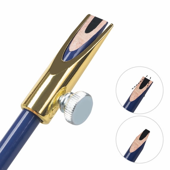 Feng Shui Import Manual Eyebrow Pencil Sharpener Metal Double Slot,U Shaped Cosmetic Sharpener for Eyeliner and Lip Pencil,Portable Makeup Pencil Sharpening Tool in Black and Silver