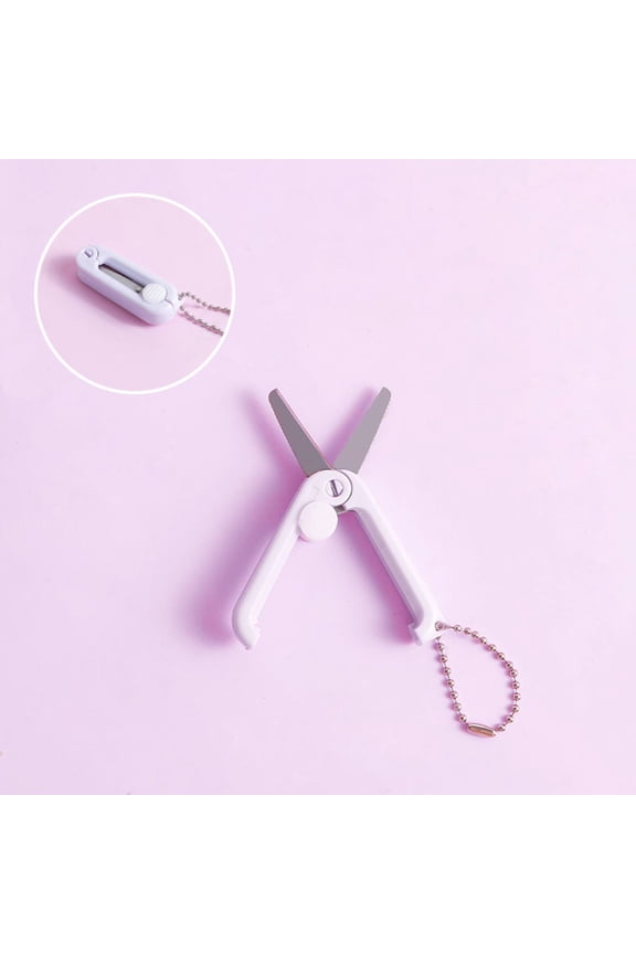 Mini Folding Scissors with Key Chain Retractable,Portable Pocket Travel Scissors for Scrapbooking,Morandi Color Small Foldable Scissors for Crafting