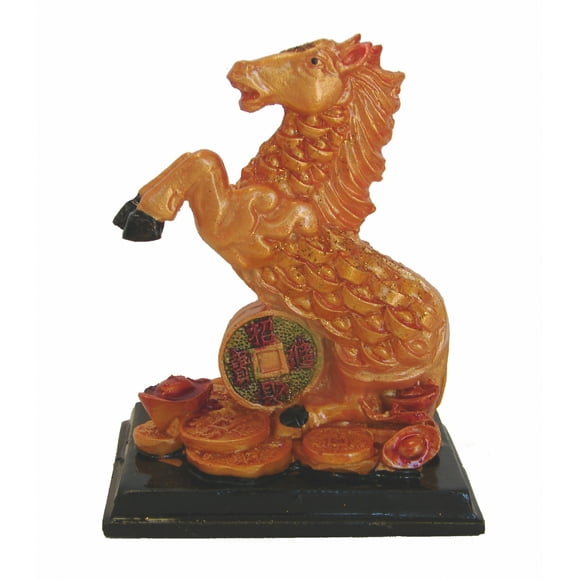 Feng Shui Import Resin Asymmetrical Horse Sculptures, Orange