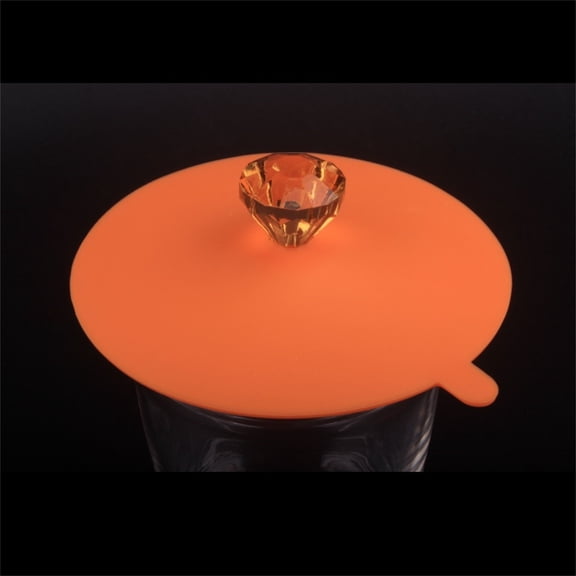 Feng Shui Import Silicone Diamond Cup Cover for Hot And Cold Drinks，11cm Dust Proof Cup Lid with Removable Jewel Knob，Reusable Microwave Safe Coffee Cup Topper