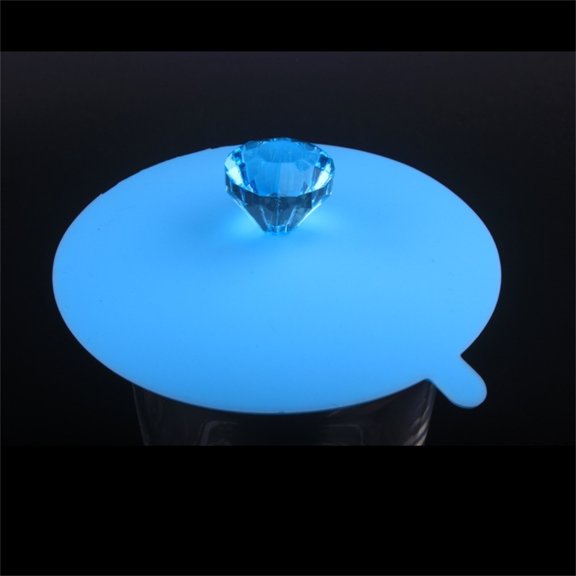 Feng Shui Import Silicone Diamond Cup Cover for Hot And Cold Drinks，11cm Dust Proof Cup Lid with Removable Jewel Knob，Reusable Microwave Safe Coffee Cup Topper