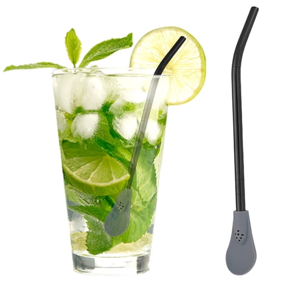 Feng Shui Import Stainless Steel Bombilla Spoon for Yerba Mate Tea,Dual Purpose Straw and Spoon for Herbal Drinks,Reable Metal Sip and Scoop Tool for Home