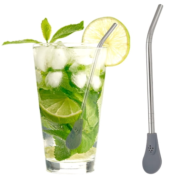 Feng Shui Import Stainless Steel Bombilla Spoon for Yerba Mate Tea,Dual Purpose Straw and Spoon for Herbal Drinks,Reable Metal Sip and Scoop Tool for Home