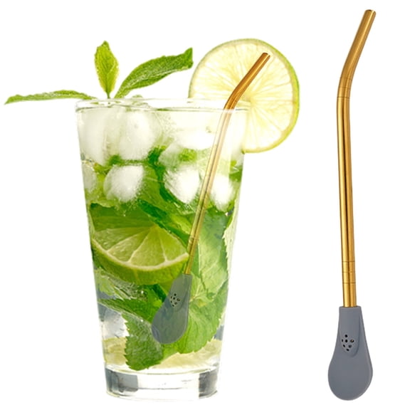 Feng Shui Import Stainless Steel Bombilla Spoon for Yerba Mate Tea,Dual Purpose Straw and Spoon for Herbal Drinks,Reable Metal Sip and Scoop Tool for Home