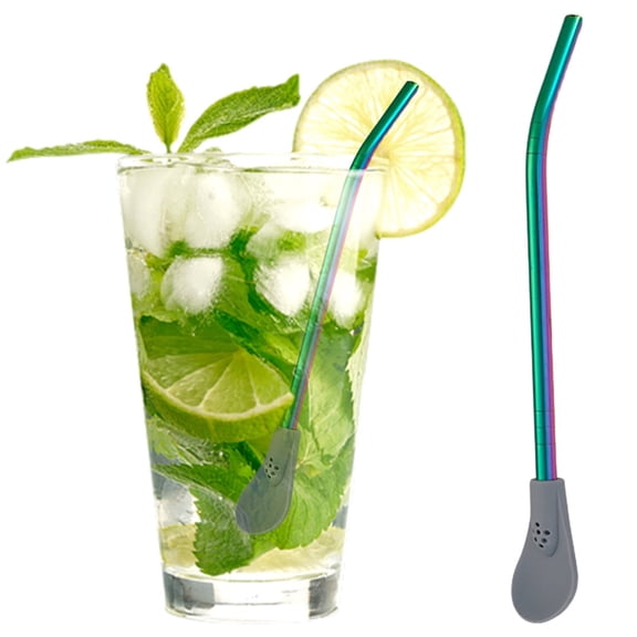 Feng Shui Import Stainless Steel Bombilla Spoon for Yerba Mate Tea,Dual Purpose Straw and Spoon for Herbal Drinks,Reable Metal Sip and Scoop Tool for Home