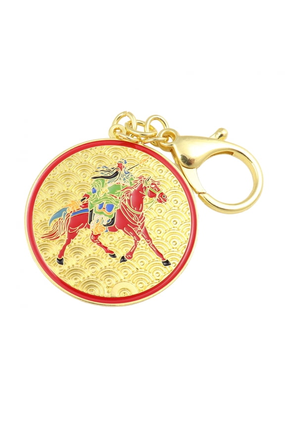 Feng Shui Kuan Kung on Horseback Anti Betrayal Amulet Keychain