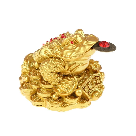 Feng Shui Money for Toad Lucky Fortune Wealth Chinese Golden for Frog for Toad Coin Home Office Decoration Tabletop Ornaments Gifts