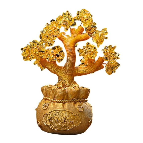 Feng Shui Ornament Golden Tabletop Lucky Tree Bonsai Decoration