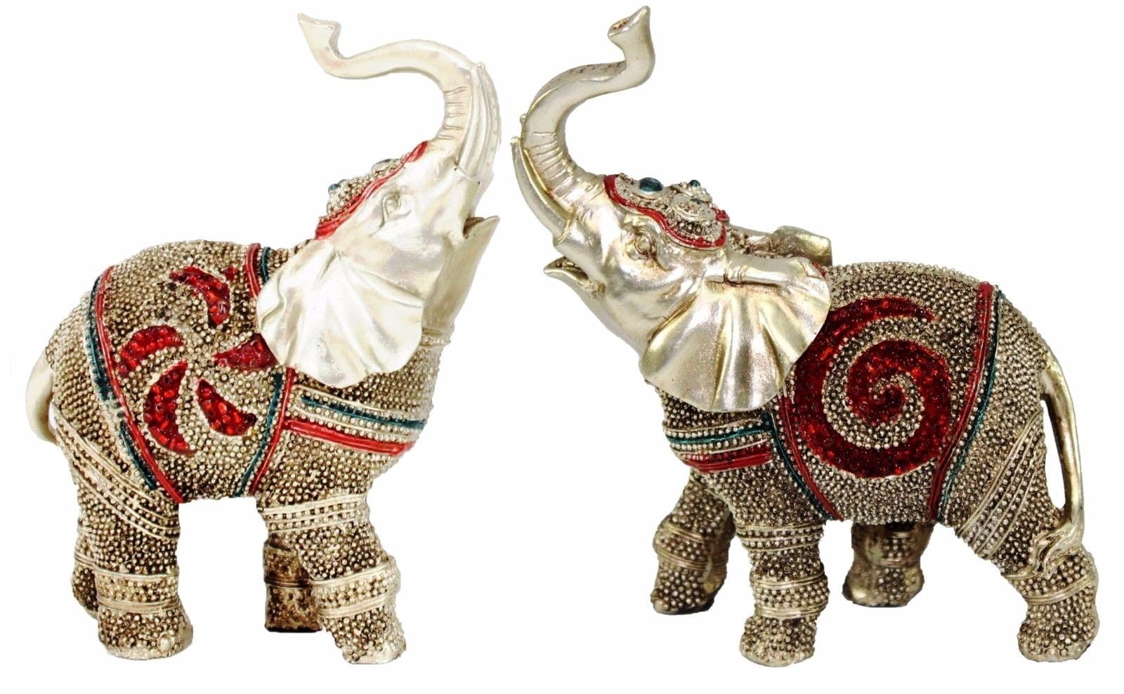 Feng Shui Pair of 5" Elegant Elephant Statue Wealth Lucky Figurine Gift Home Decor Gift New